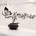 Black Butterfly & Black Flower Wall Sticker